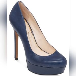 Jessica Simpson Sandrah Pump Navy Blue Leather sz 7.5